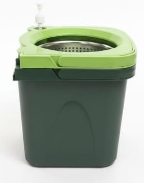 Thunder Mop Spin System -Double-Sided- 2 Compact Stackable 6L Buckets, Microfiber Head, Stainless Steel Wringer, Antifungal Quick-Dry Cleaning, Soap Dispenser, 3 Free Refills (Lime/Forest Green)