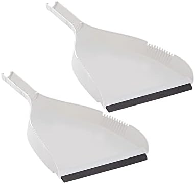 Superio Clip-On Dustpan - Heavy Duty Plastic, Easy Grip Clip-On Dust Pan with Rubber Edge, Detailed Sweeping Debris, Fits Standard Brooms Home & Commercial Dusting & Cleaning Tool, Grey, 2-Pack