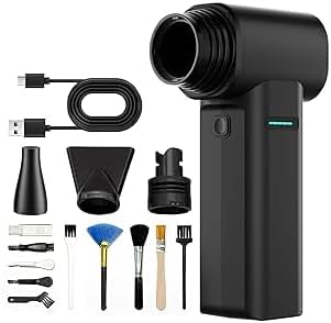 Compressed Air Duster, High-Power Electric Air Duster with Brushless Motor, 4-Gear Adjustable Cordless Air Blower, Max Wind Speed 60m/s, 500G Dust Blower for Computer, Keyboard, Home, Car, and Outdoor