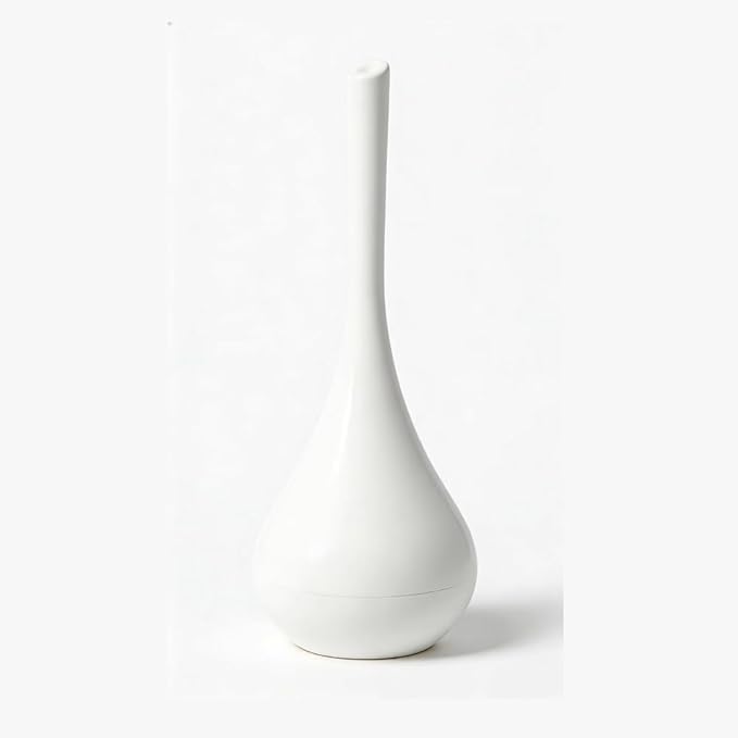 White Toilet Brush and Holder Set,Modern Bathroom Decor Closed Toilet Bowl Brush Household Cleaning Brush for Bathtub