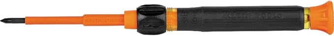 Klein Tools 32581INS Precision Screwdriver, 2-in-1 Insulated Screwdriver with No. 0 Phillips and 1/8-Inch Slotted Bits