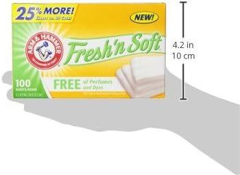 Arm & Hammer Fabric Softener Sheets, Free of Perfumes and Dyes, 100 ct