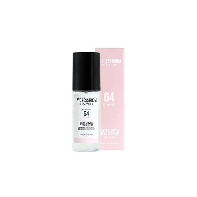 W.Dressroom No.64 Lovely Rose Living Clear Perfume, Body Mist & Fabric Spray for Clothes, Bedding & Room, Water-Based, Travel Size 2.36 oz