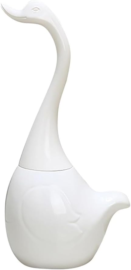 Swan Toilet Brush and Ceramic Holder Set,Cute Bathroom Decor, Non-Scratch Bristles, Space-Saving White Household Cleaning Tool for Bathtub