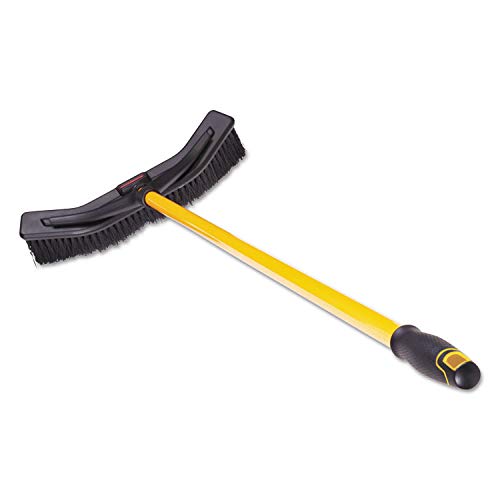Rubbermaid Commercial Products Maximizer Push-to-Center Broom with Multi-Purpose Bristle, 18" Wide, Black, for Professional/Janitorial Debris Collection from Indoor Floors/Hardwoods