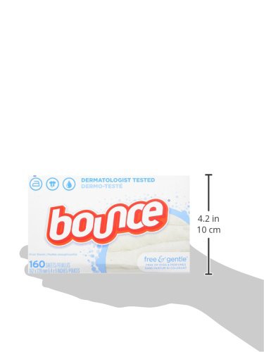 Bounce Fabric Softener Dryer Sheets, Free & Gentle, 160 Count - Packaging May Vary