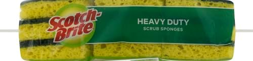 Scotch-Brite Heavy Duty Scrub Sponge, 9 Kitchen Sponges for Tough Messes, Lasts 3X Longer, Best for Cast Iron Skillets & Outdoor Grills, Flexible, Durable & Strong (Pack of 5)