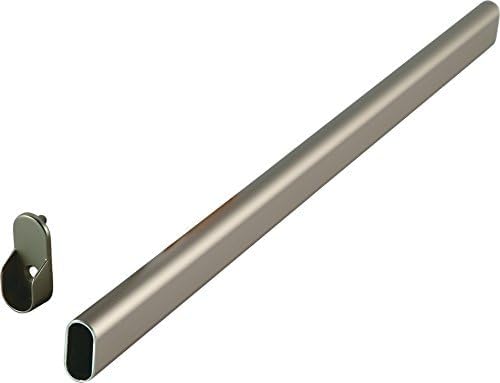 Oval Closet Rod with End Supports (Satin Nickel, 24" Wide Space)