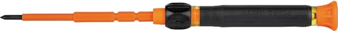 Klein Tools 32581INS Precision Screwdriver, 2-in-1 Insulated Screwdriver with No. 0 Phillips and 1/8-Inch Slotted Bits