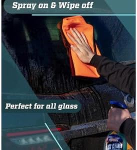 Gliptone Glass Cleaner Kit, Streak-Free Shine, Ammonia-Free, Quick Drying, Includes Glass Cleaner, Glipscrub Sponges & Softouch Waffle Microfiber Towels, Safe on Tint & Hard Surfaces