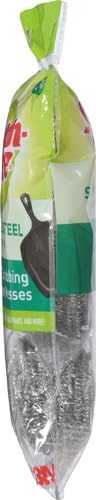 Scotch-Brite Stainless Steel Scrubber for Cleaning Kitchen, Household, and Dishes - 3 Scrubbers (Pack of 2)