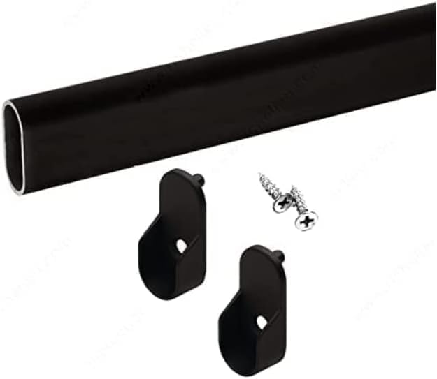 Oval Closet Rod with End Supports (Black, 30" Wide Space)