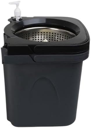 Thunder Mop Spin System - Double-Sided - 2 Compact Stackable 6L Buckets, Microfiber Head, Stainless Steel Wringer, Antifungal Quick-Dry Cleaning, Soap Dispenser, 3 Free Refills (Black/Grey)