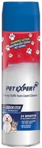 Pet Expert High Traffic Carpet Cleaner Foam, 3X Pet Hair and Dirt Removal, 22oz, 1 Pack