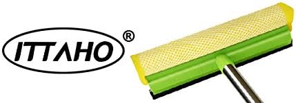 ITTAHO Window Squeegee, Squeegee for Window Cleaning, 2 in 1 Squeegee Window Cleaner with 58'' Long Handle,Window Washing Kit with Extension Pole for Shower, Windshield, Mirror, Gas Station, Glass