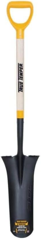 True Temper 2540700 16 in. Drain Trench Spade with 24 in. Hardwood D-Grip Handle and Comfort Step