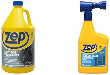 Zep Fast 505 Cleaner and Degreaser Concentrated Outdoor Glass and Surface Cleaner - ZU505128 128 oz & U49910 32 oz - Heavy-Duty Outdoor Cleaning Bundle