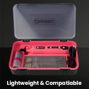 HARDELL Mini Cordless Rotary Tool, 5-Speed 3.7V Rechargeable Rotary Tool Kit with 129Accessories, USB Charging Multi-Purpose DIY Tool for Sanding, Polishing, Drilling, Engraving, Woodworking(Pink 129)