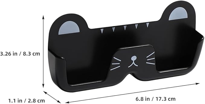SEWACC 2pcs Cat Design Wall-Mounted Glasses Organizer Plastic Eyewear Storage Box with Hanging Holder for Sunglasses and Eyeglasses in Black and White, Suitable for Bedroom and Bathroom