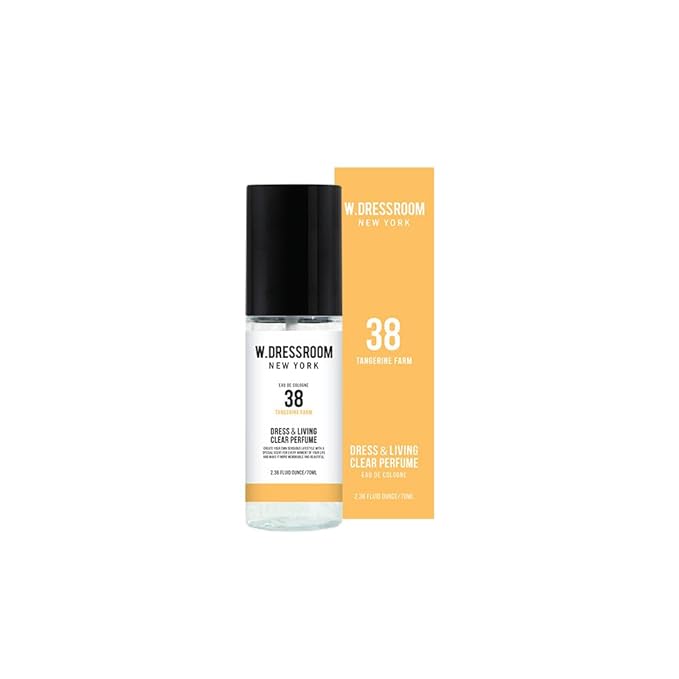 W.Dressroom No.38 Tangerine Farm Living Clear Perfume, Body Mist & Fabric Spray Deodorizer, Alcohol-Free Water-Based, Odor Neutralizer for Clothes, Bedding & Room, Travel Size 2.36 oz