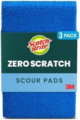 Scotch-Brite Non-Scratch Scour Pads | Zero Scratch | For Nonstick Cookware | Dishwasher Safe | Made with Recycled Plastic | 3 Pads, Pack of 10