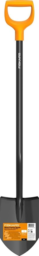 Fiskars Gardening Spade for Hard, Stony Soils, Pointed, Length 116.6 cm, Steel Leaf/Plastic Handle, Black/Orange, Solid, 11066716