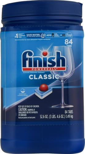 Finish Classic Dishwasher Pods,No Pre-Rinse Dishwasher Detergent Soap For Clean & Shine everyday with grease fighting Power,84 Count (Pack of 2)