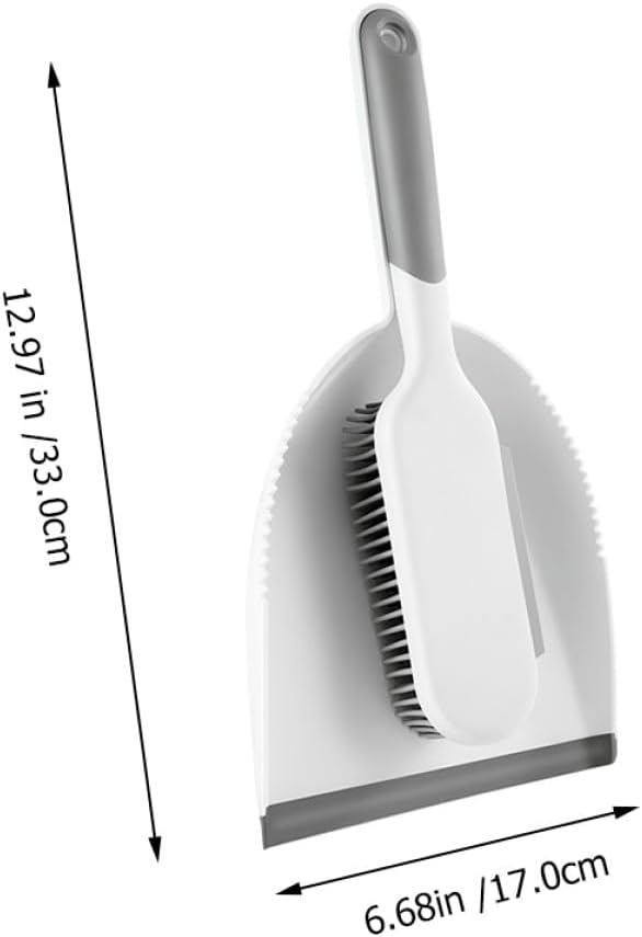 Beaupretty 2-pcs Mini Broom and Dustpan Set, White Grey Handheld Cleaning Brush Tools for Home Dust Removal, Bed and Desk Accessory for Indoor Sweeping