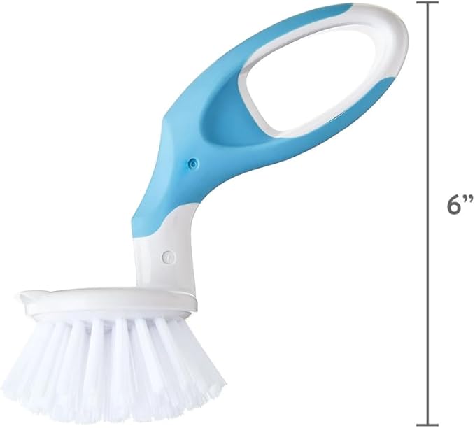 Non-Slip Grip Small Handy Scrubber, Blue – Compact Handheld Cleaning Brush for Sink, Counter, Tile and Tub, Durable Bristles for Everyday Household Scrubbing