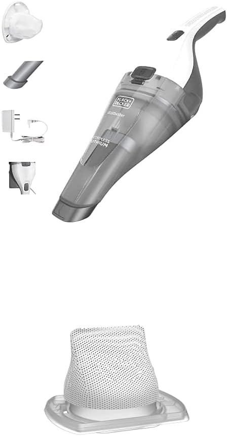 BLACK+DECKER Dustbuster Handheld Vacuum, Cordless, White with Replacement Filter (HNVC215B10 & HNVCF10)