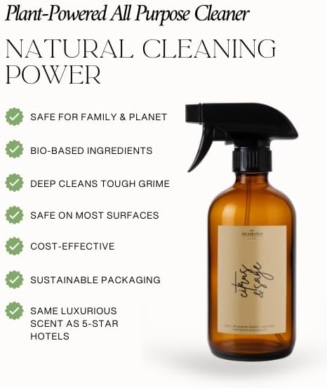 Home 'CITRUS & SAGE' Scented Natural All-Purpose Cleaner - Plant Powered & Bio-based Ingredients - Safe, Effective, & Multi Surface: Shower, Counters, Floors, and More