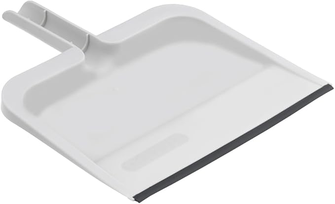 Superio Clip-On Dustpan with Rubber Lip - 10-inch Wide Durable Plastic Dust Pan with Comfort Grip Handle, White, 1-Pack