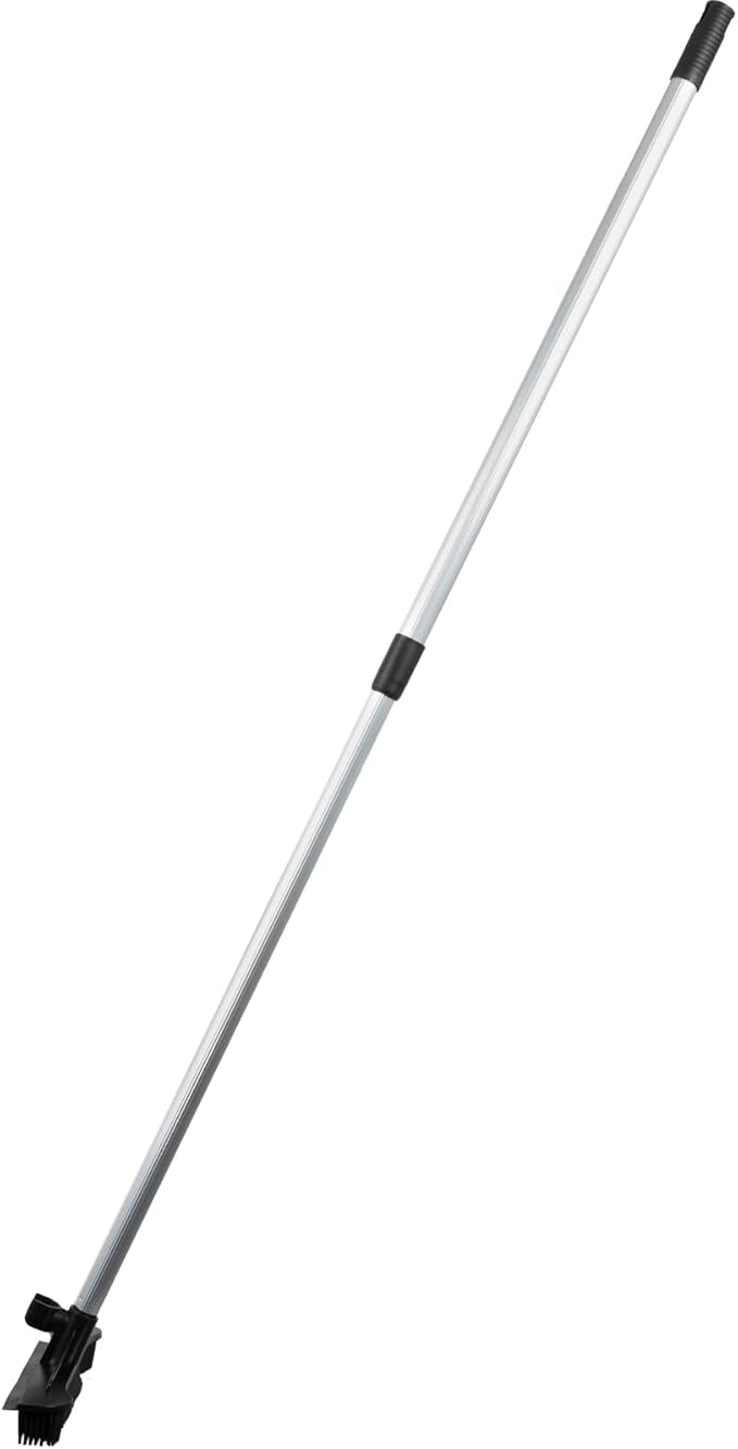 ForPro Extendable Salon Broom, Non-Scratch Rubber Bristles, Aluminum Handle Adjustable to 51.5”, Ideal for Pet Hair, Lint, Dust, Dirt, Black