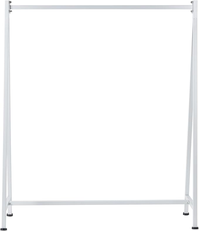 MyGift A-Frame Clothing Rack, 47 Inch Modern Heavy Duty White Metal Wardrobe Clothes Rack, Commercial Grade Freestanding Garment Hanger for Bedroom Closet or Retail Display