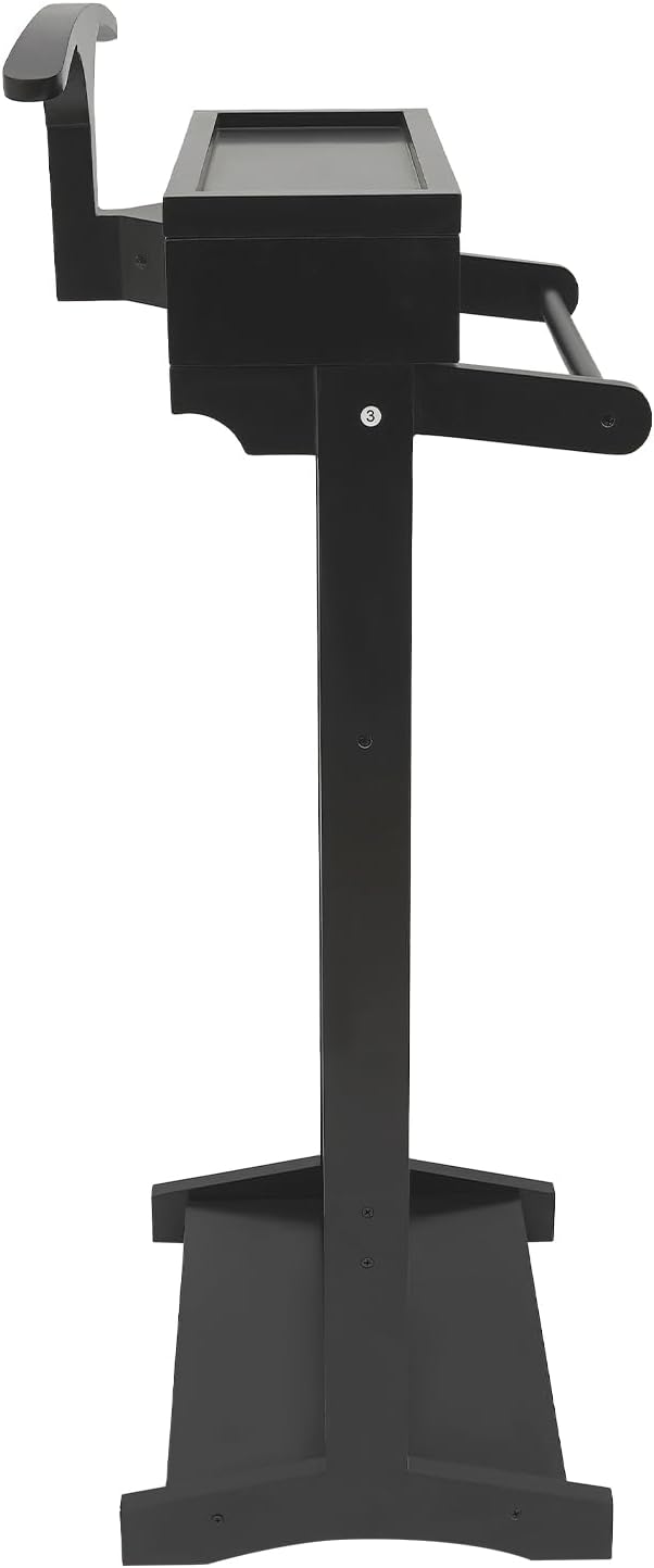 Clothing Rack, Wood Suit Clothes Stand with Drawer, Practical Freestanding Clothes Stand with Top Tray for Men, Women,Organizes Ties, Belts, Shoes, 22Ibs Capacity, Modern Black