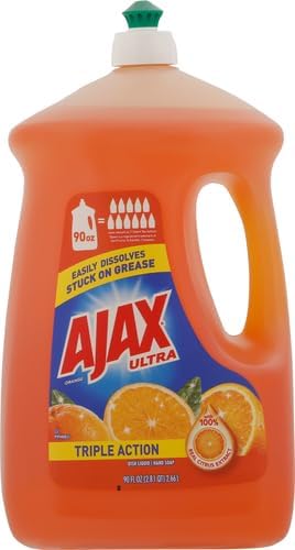 Ajax Ultra Liquid Dish Soap Orange Scent, Triple Action, 90 fl oz Bottle (Pack of 2)