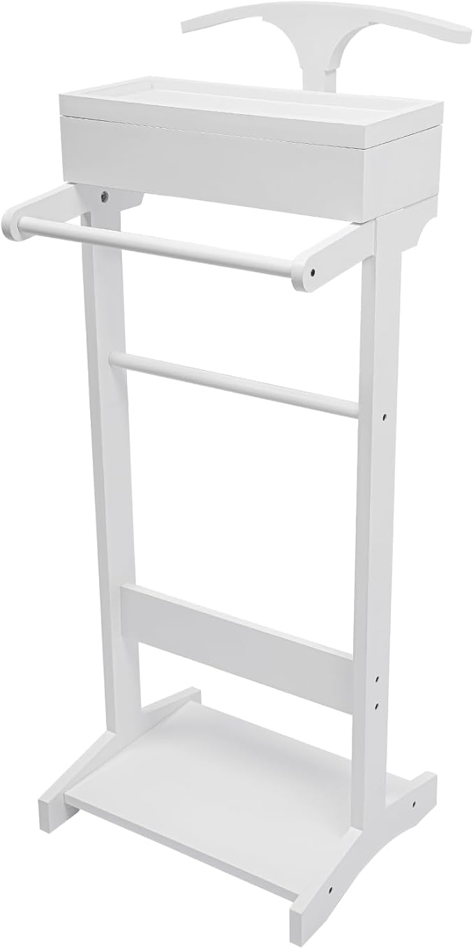 Wood Suit Rack Suit Stand for Man and Women Clothes Valet Suit with Drawer Valet Stands Men Valet White Suit Valet for Entryway Office Living Room