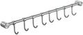 Premium Stainless Steel Kitchen Tool Utensil Organizer Bar Rack with Movable Hooks for Pan Pot Spoon Towel (Transitional, 8 Hooks)
