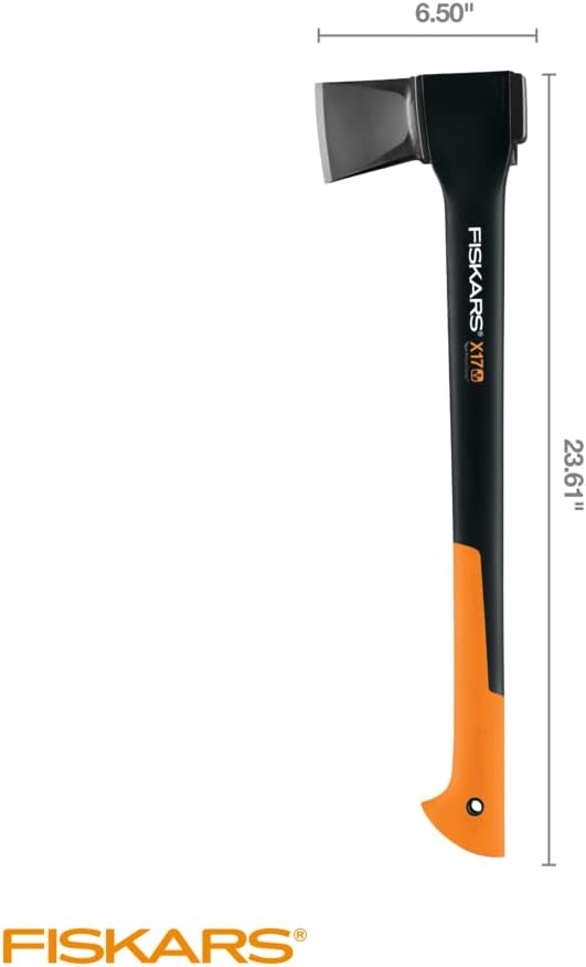 Fiskars X11 Splitting Axe Hatchet, 17" Tree Branch Cutter and Wood Axe for Small Logs with Shock-Absorbing Handle