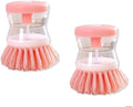 2Pcs Pink Dish Brush with Soap Dispenser,Soap Dispensing Brush, Kitchen Brush,Dish Pot Pan Sink Cleaning, Dish Brush Washing Utensils,Washing Up Liquid Soap Dispenser,Soap Dispensing Dish Brush