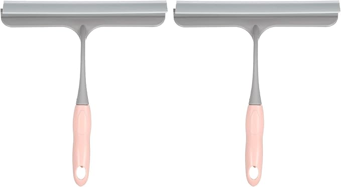 HARFINGTON 2pcs Shower Squeegee 8.8 Inch Length Water Blade Cleaner Tool Household Mirror Squeegee with Hole for Windshield Window Cleaning Glass Door, Pink