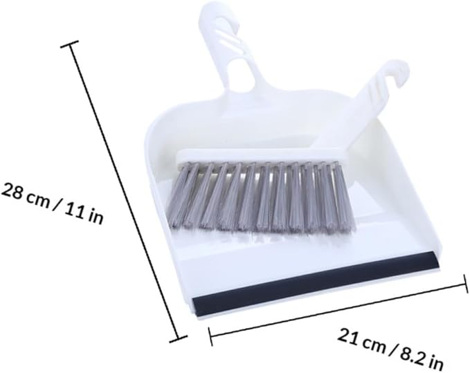 ARTIBETTER Mini Broom and Dustpan Set 2pcs White, Desktop Cleaning Shovel Brush Combo for Kitchen Table Sweeping, Home Cleaning Accessory for Indoor Use