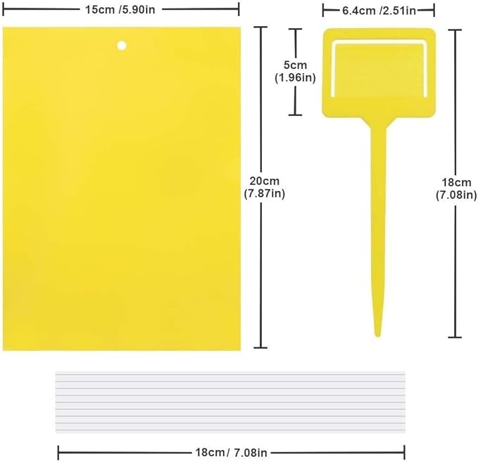 Gideal 50-Pack Dual-Sided Yellow Sticky Traps for Flying Plant Insect Fungus Gnats Whiteflies Aphids Leafminers Thrips (6x8 Inches, Included 50pcs Twist Ties)