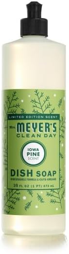 Mrs. MEYER'S Clean Day Iowa Pine Scent Variety Pack, Hand Soap 12.5 OZ, Dish Soap 16 OZ, Multi-Surface Cleaner 16 OZ, Room Freshener 8 OZ, Liquid Hand Soap Refill 33 OZ, 1 CT