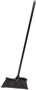 Restaurantware RW Clean 12 x 2 x 39 Inch Angle Broom 1 With Clip Back Sweeping Broom - Dustpan Sold Separately Flagged Bristles Black Plastic Restaurant Broom Lightweight Heavy-Duty