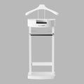 Wooden Suit Valet Stand for Men, Clothes Valet with Drawer, Shoe Rack, Tie Rack and Trouser Bar, Freestanding Clothes Organizer for Bedroom Entryway