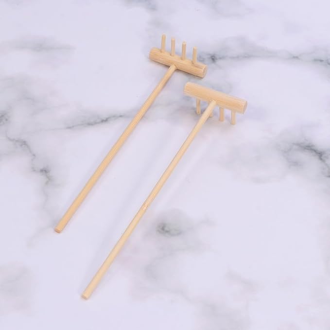 YARNOW 20 Pcs Bamboo Zen Garden Rakes Mini Tabletop Sandbox Tools for Home Decoration, 5.5 x 1.4 x 1.6 Inch