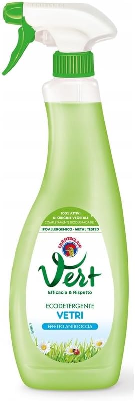 Chante clair Vert Glass and Window Cleaner Spray with Anti-Drop Effect, 21.1 oz, Green