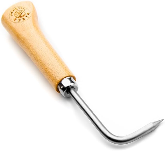 tianbonsai Bonsai Tools Hook 22.5 cm Wooden Handle Stainless Steel Hook Robust Very Firm and Durable Made