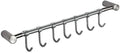 42cm 16.5" Premium Stainless Steel Kitchen Tool Utensil Organizer Bar Rack with Movable Hooks for Pan Pot Spoon Towel (C Tall 7 Hooks)